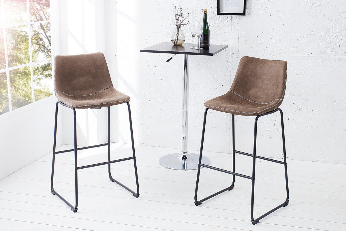DJANGO Design Barstuhl taupe mit Eisengestell