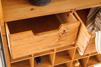SEVEN SEAS Solid display cabinet 150cm natural pine industrial doors metal bar cabinet