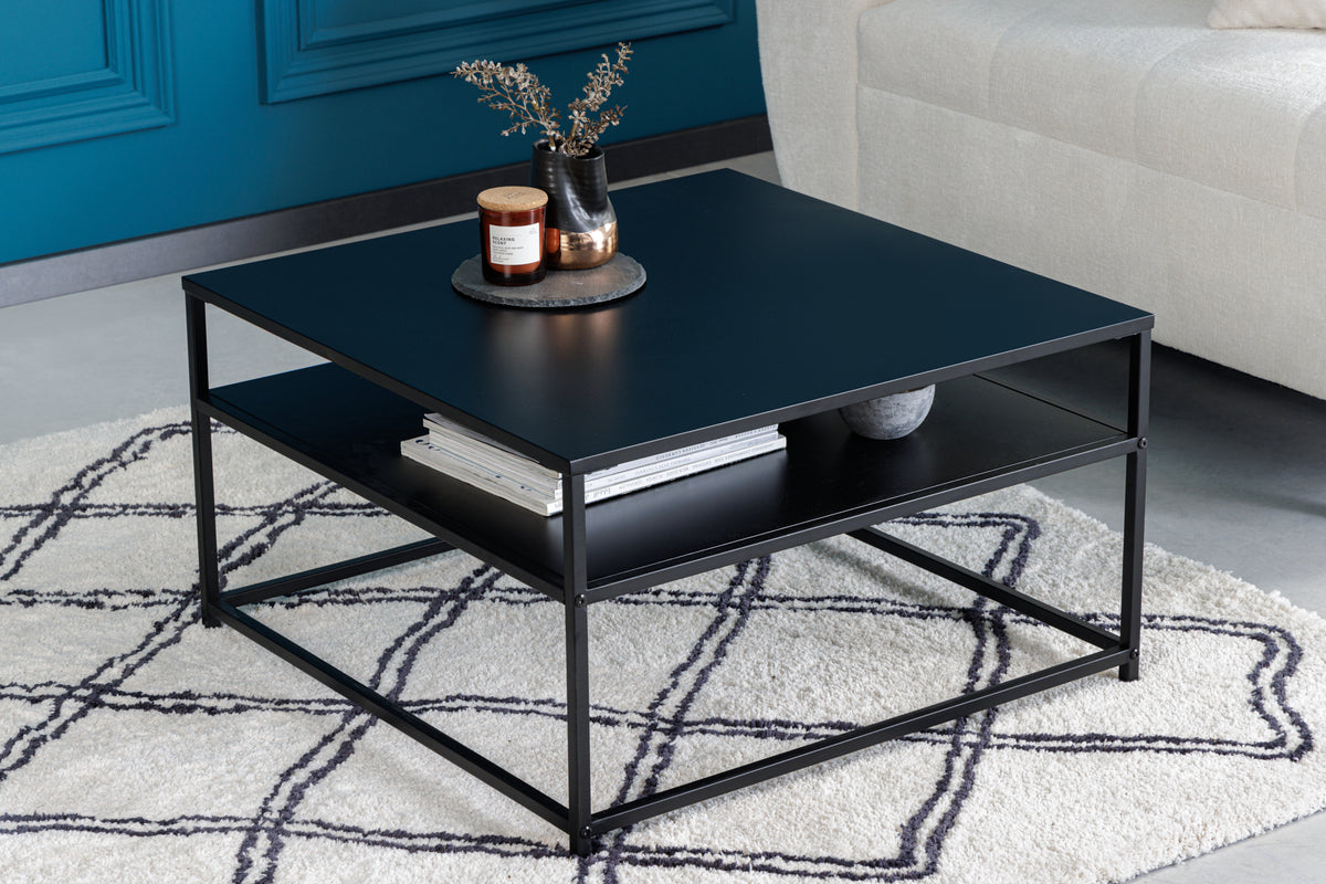 Moderner Couchtisch DURA STEEL schwarz Metall mit Ablagefach