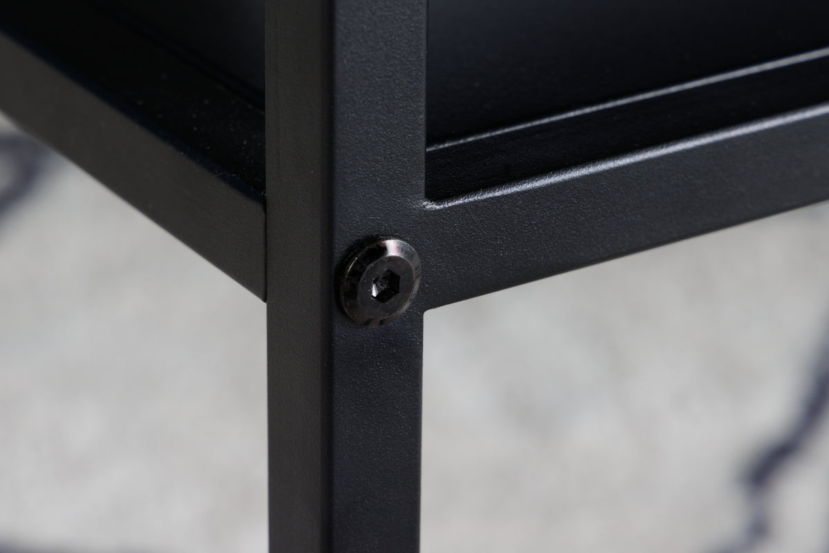 Moderner Couchtisch DURA STEEL schwarz Metall mit Ablagefach
