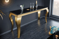 MODERN BAROQUE Elegant console table 145cm black gold opal glass stainless steel legs