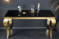 MODERN BAROQUE Elegant console table 145cm black gold opal glass stainless steel legs