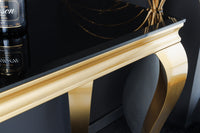 MODERN BAROQUE Elegant console table 145cm black gold opal glass stainless steel legs