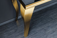 MODERN BAROQUE Elegant console table 145cm black gold opal glass stainless steel legs