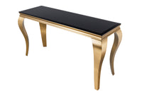 MODERN BAROQUE Elegant console table 145cm black gold opal glass stainless steel legs