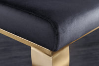 Eleganter Stuhl MODERN BAROCK schwarz Samt goldene Stuhlbeine aus Edelstahl