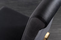 Eleganter Stuhl MODERN BAROCK schwarz Samt goldene Stuhlbeine aus Edelstahl