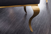 Eleganter Stuhl MODERN BAROCK schwarz Samt goldene Stuhlbeine aus Edelstahl