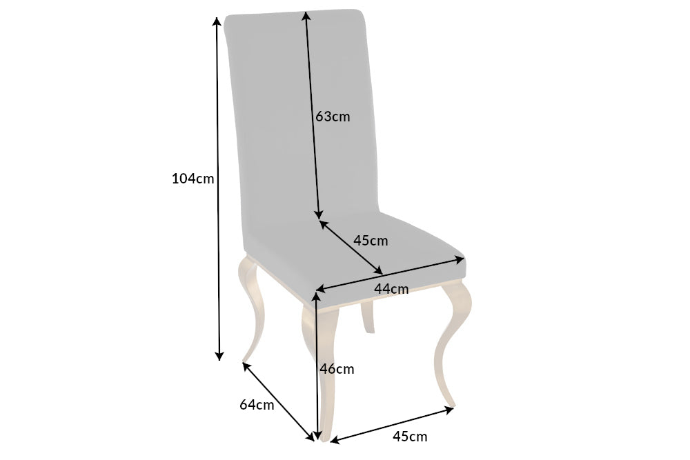 Eleganter Stuhl MODERN BAROCK schwarz Samt goldene Stuhlbeine aus Edelstahl