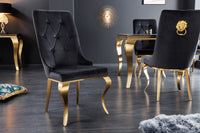 Eleganter Stuhl MODERN BAROCK Samt mit Löwenkopf