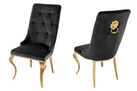 Eleganter Stuhl MODERN BAROCK Samt mit Löwenkopf