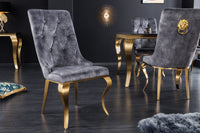 Eleganter Stuhl MODERN BAROCK Samt mit Löwenkopf