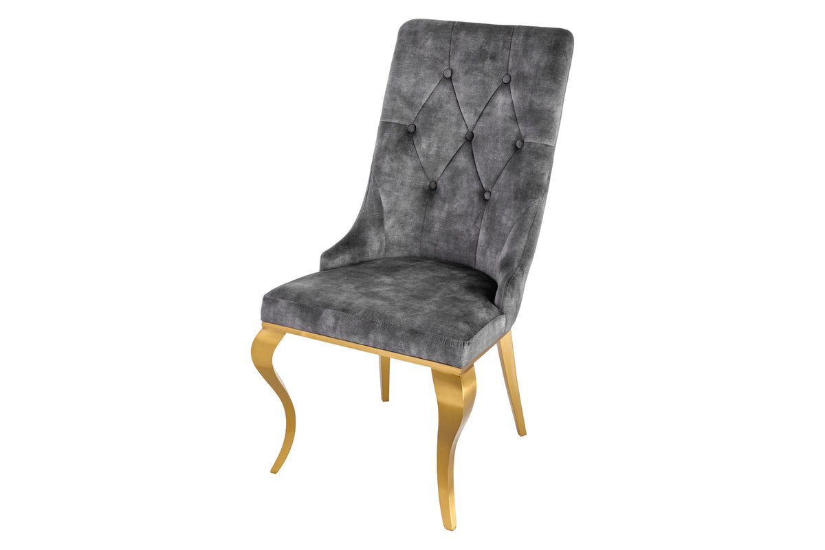 Eleganter Stuhl MODERN BAROCK Samt mit Löwenkopf