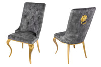 Eleganter Stuhl MODERN BAROCK Samt mit Löwenkopf