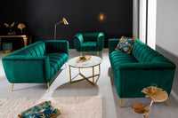 NOBLESSE Retro 2er Sofa 165cm smaragdgrün Samt Zweisitzer mit Ziersteppung