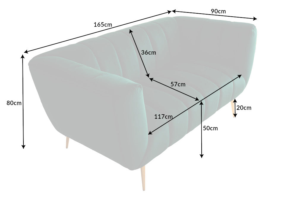 NOBLESSE Retro 2er Sofa 165cm smaragdgrün Samt Zweisitzer mit Ziersteppung