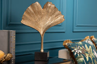 Dekorative Skulptur GINKGO LEAF 44cm handmade Metall mit Marmorsockel