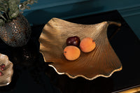 GINKGO Dekorative Schale 42cm gold handmade Metall