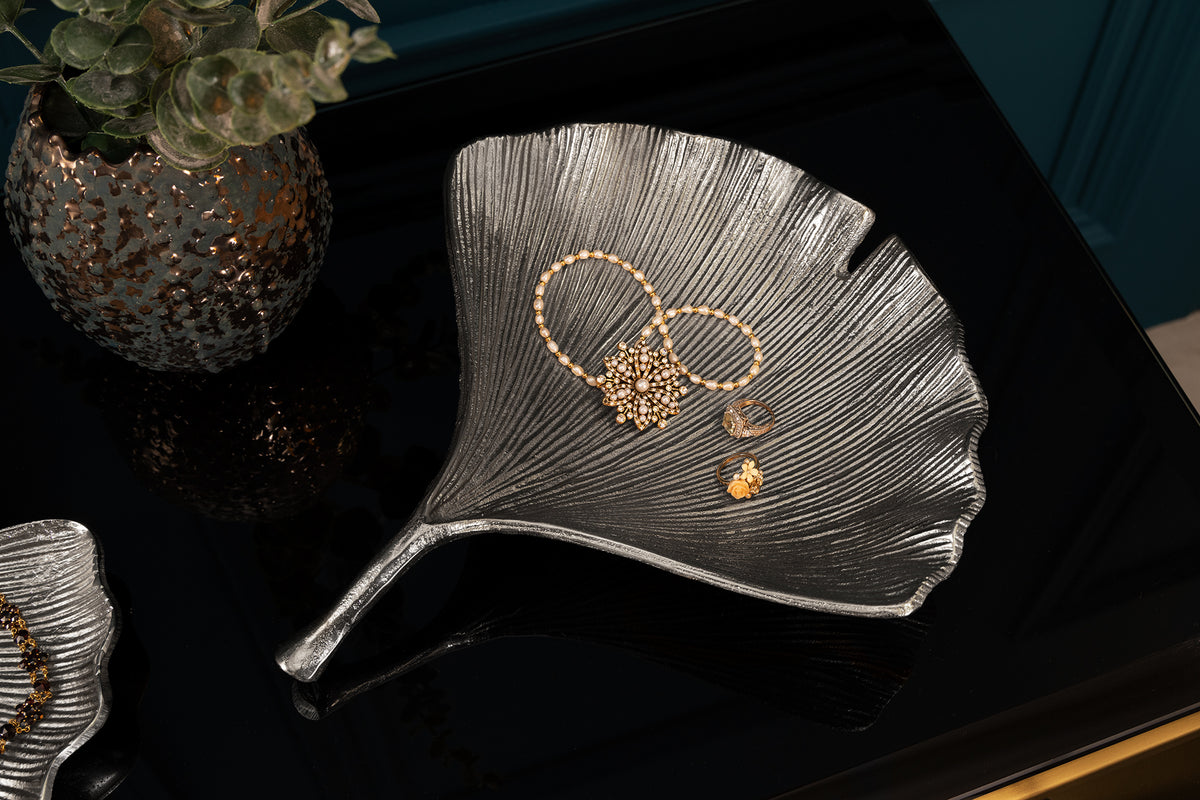 GINKGO Dekorative Schale 33cm handmade Metall