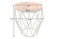 Abstrakter Beistelltisch DIAMOND 50cm Massivholz messing Metallgestell