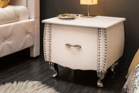 EXTRAVAGANCIA Elegant bedside table 47cm silver gray velvet night dresser with drawer