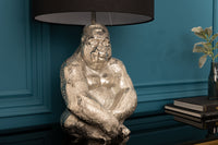 KONG Dekorative Tischlampe 60cm silber handmade Metall Gorilla mit Stoffschirm