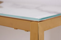 Eleganter Konsolentisch BOUTIQUE 80cm weiß Kristallglas mit Marmor-Dekor mit zwei Ablagen