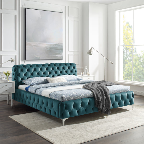 MODERN BAROQUE design double bed 180x200cm velvet Chesterfield king size bed