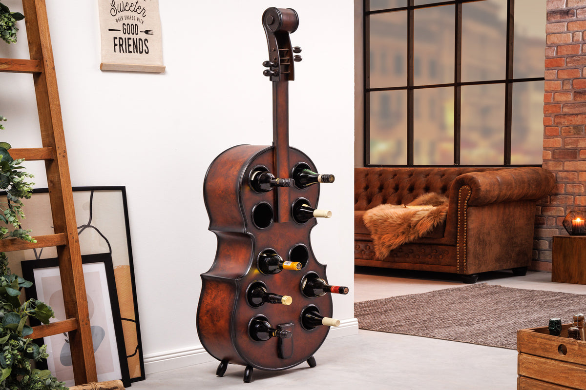 Extravagantes Weinregal CELLO 133cm braun Pinienholz für 10 Flaschen