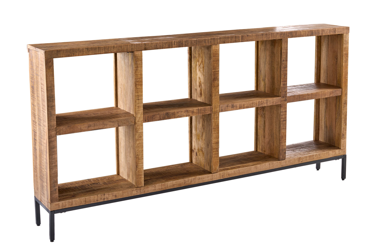 IRON CRAFT Massives Regal 172cm Mangoholz Bücherregal acht Fächer Industrial Design