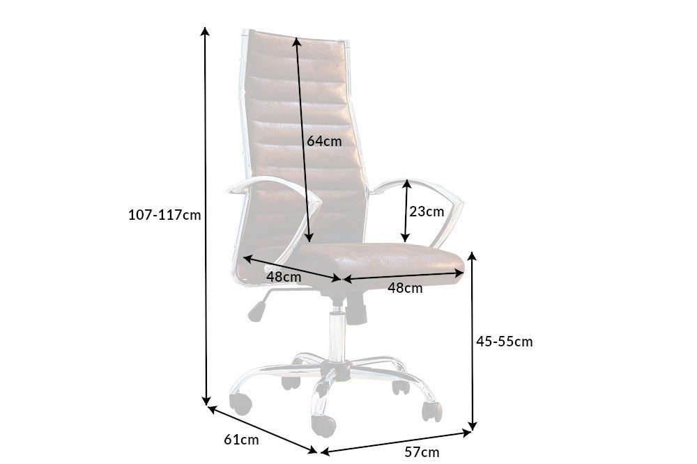 BIG DEAL Höhenverstellbarer Bürostuhl Microfaser mit verchromten Armlehnen