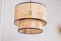 Boho Hängelampe VIENNA 45cm natur schwarz Wiener Geflecht Leuchte