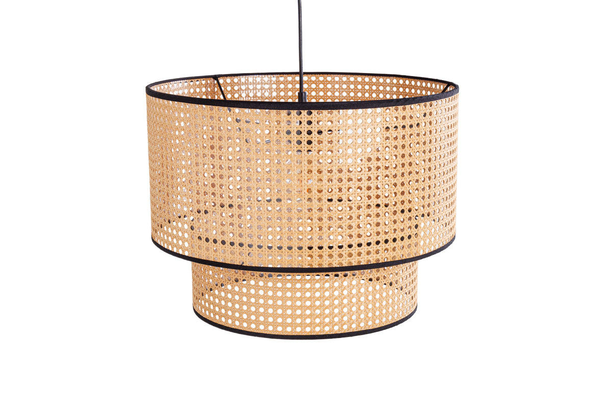 Boho Hängelampe VIENNA 45cm natur schwarz Wiener Geflecht Leuchte