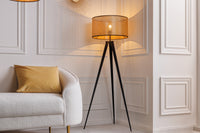 Boho Stehlampe VIENNA 142cm natur schwarz Wiener Geflecht Metall Dreifuß Stehleuchte
