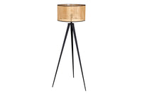 Boho Stehlampe VIENNA 142cm natur schwarz Wiener Geflecht Metall Dreifuß Stehleuchte
