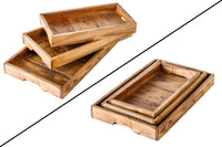 Massives 3er Set Tablett HEMINGWAY 45cm recyceltes Mahagoniholz handmade Servierbrett