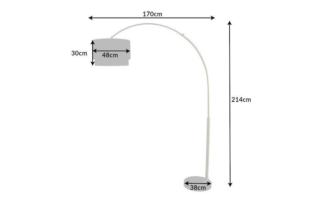 Extendable floor lamp LOUNGE DEAL 210cm metal marble base arc lamp