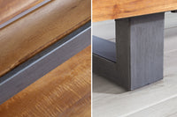 GENESIS Solid TV lowboard 160cm brown flamed acacia wood metal industrial design