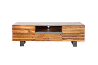 GENESIS Solid TV lowboard 160cm brown flamed acacia wood metal industrial design