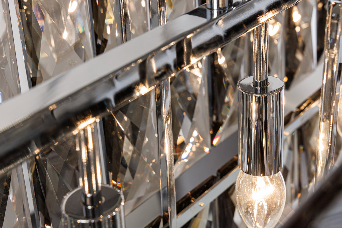 KRISTALL Luxus Hängelampe 90cm edelgrau Design Kronleuchter Glasprismen