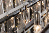 KRISTALL Luxus Hängelampe 90cm edelgrau Design Kronleuchter Glasprismen