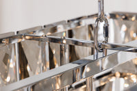 KRISTALL Luxus Hängelampe 90cm edelgrau Design Kronleuchter Glasprismen