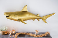 Maritime Wanddekoration HAI 105cm gold Metall handmade Haifisch Design Skulptur