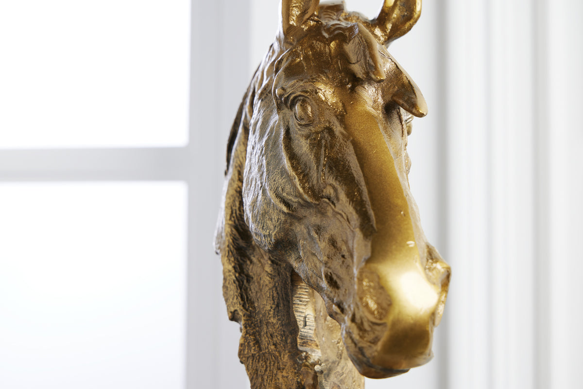 Exklusive Büste Pferdekopf CABALLO 38cm messing handmade Aluminium Skulptur