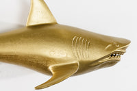 Maritime 2er Set Wanddekoration HAIE 68cm gold Metall handmade Haifisch Design Skulptur