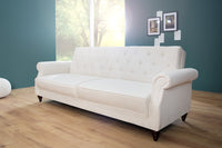 MAISON BELLE AFFAIRE Chesterfield 3er Sofa 220cm Strukturstoff mit Schlaffunktion