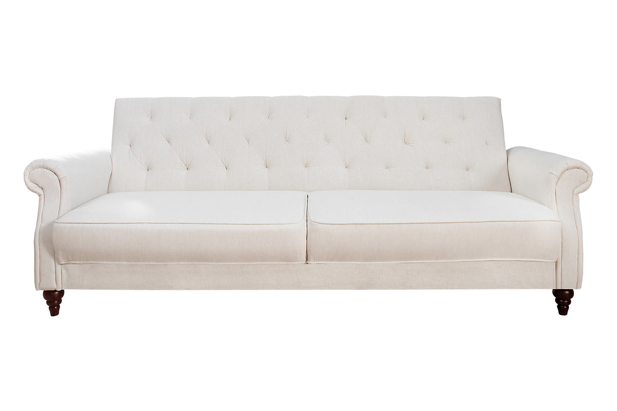 MAISON BELLE AFFAIRE Chesterfield 3er Sofa 220cm Strukturstoff mit Schlaffunktion