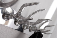 DEER Dekorative Wandgarderobe 50cm silber Aluminium poliert Hirschgeweih Kleiderhaken
