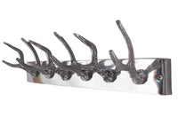 DEER Dekorative Wandgarderobe 50cm silber Aluminium poliert Hirschgeweih Kleiderhaken