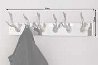 DEER Dekorative Wandgarderobe 50cm silber Aluminium poliert Hirschgeweih Kleiderhaken
